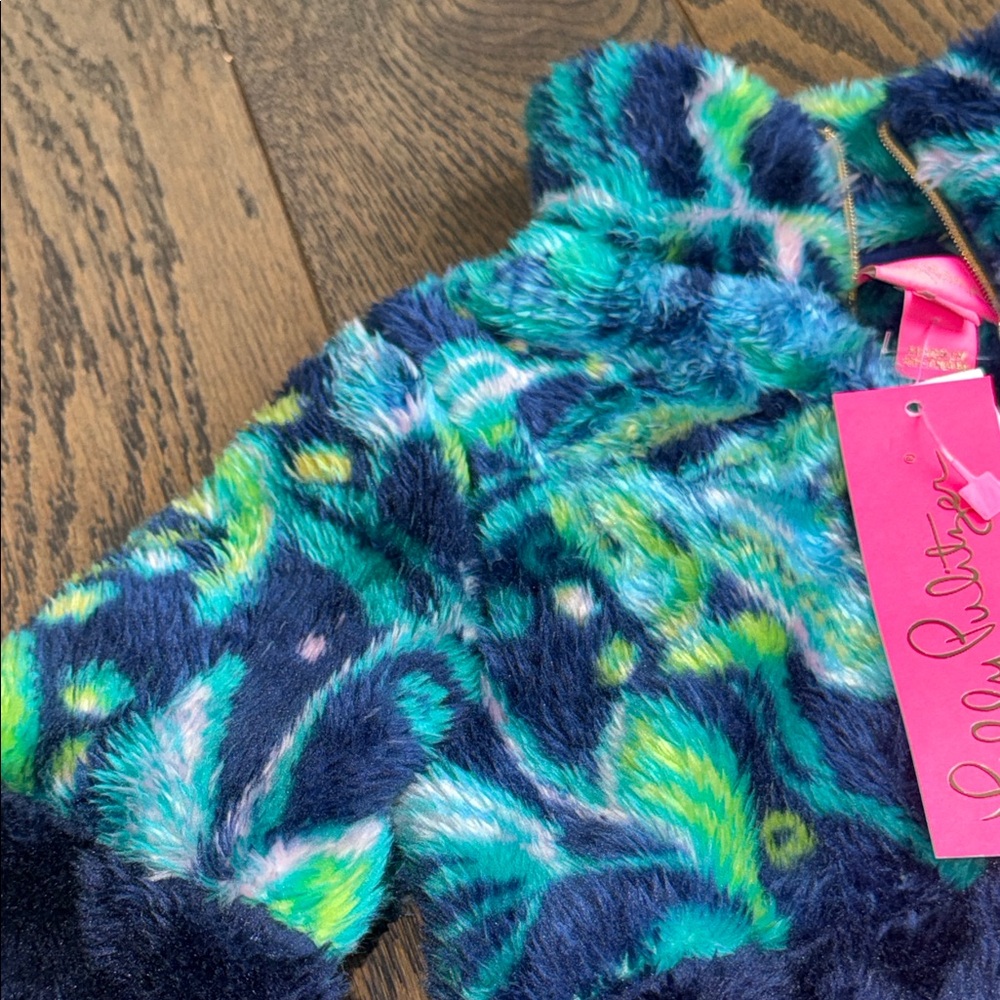 Lilly Pulitzer Kids Fuzzy half zipSweatshirt Blue Green l 2-3T xs toddler nwt - Picture 7 of 11